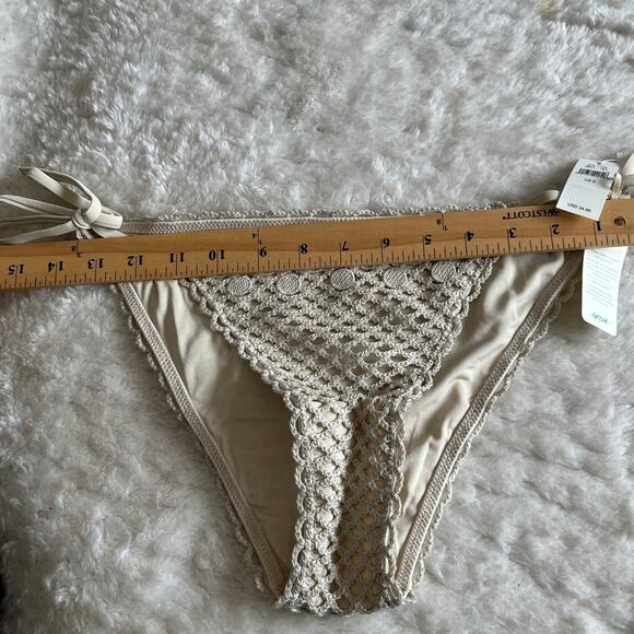 NWT Aerie | Tan Crochet Tie Side Bikini Bottom | Size S | Boho Cheeky Cut - Picture 8 of 10